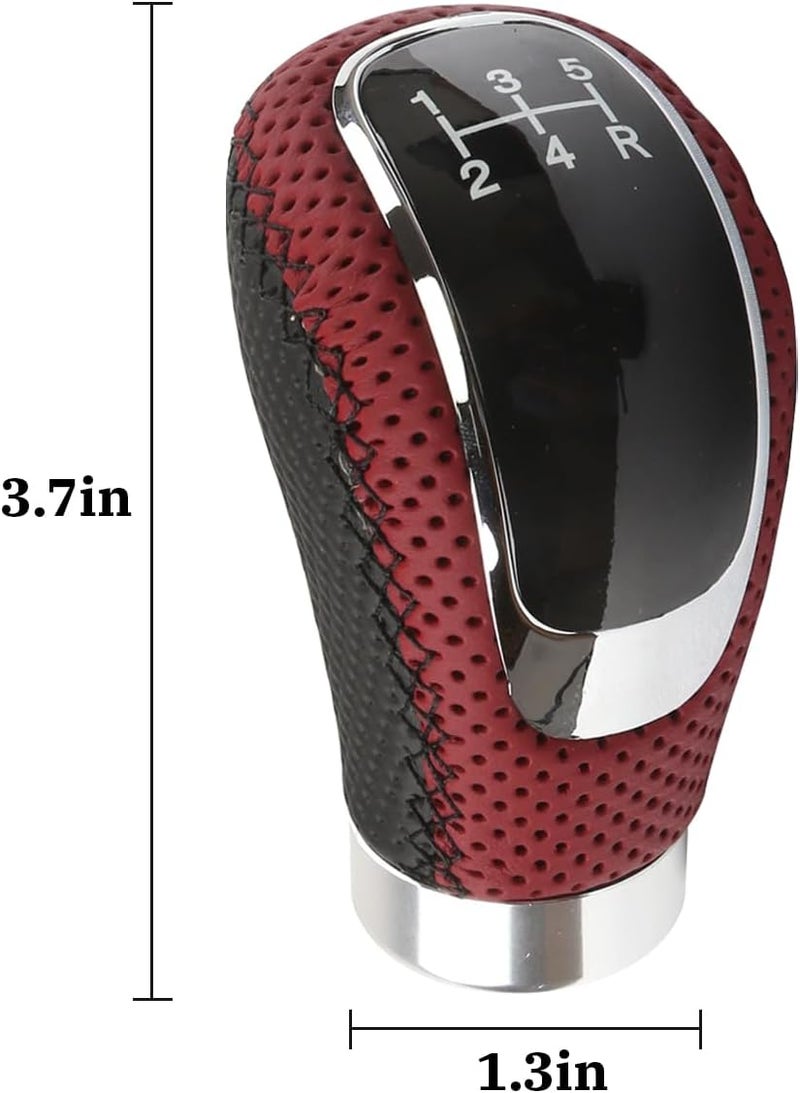 Osilly 5 Speed Shift Knob, Weighted Manual Gear Shifter Knobs, Leather Gear Shifting Handle, Automotive Manual Universal Transmission, Interior Automatic Parts (Black Red) - Image 2